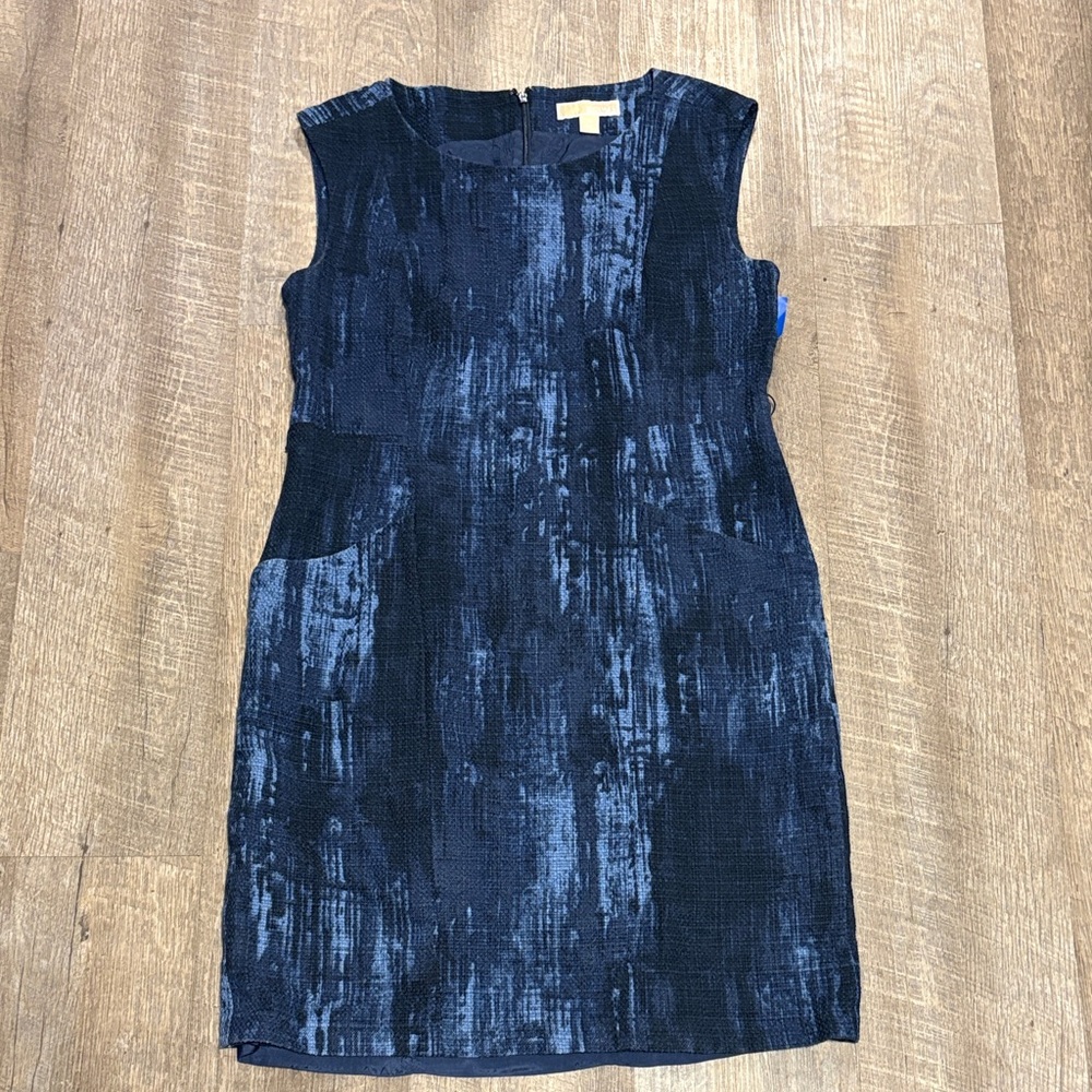 Michael Kors Navy Textured Midi Dress